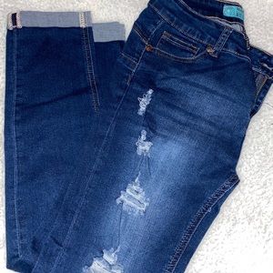 WAX Ripped Roll Cuff Skinny Jeans